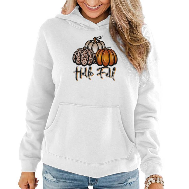 Hallo Fall Three Pumpkins Women Hoodie Graphic Print Hooded Sweatshirt