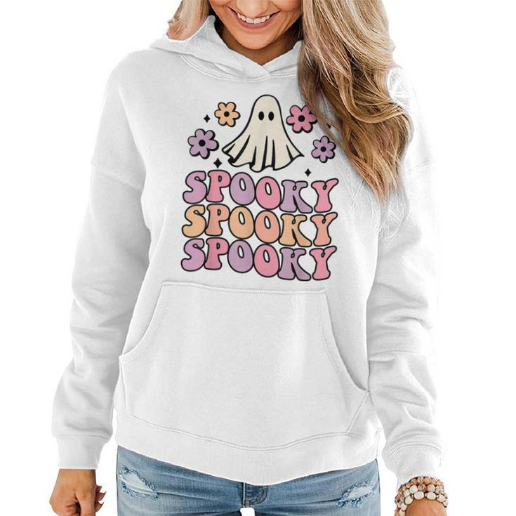 Halloween Retro Groovy Spooky Ghost Boo Funny Women Kids  V2 Women Hoodie Graphic Print Hooded Sweatshirt