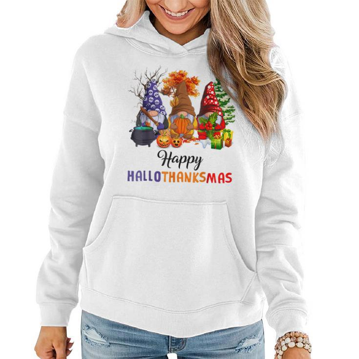 Halloween Thanksgiving Christmas Happy Hallothanksmas Gnomes  V11 Women Hoodie Graphic Print Hooded Sweatshirt