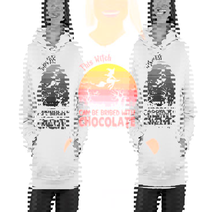 Halloween This Witch Can Be Bribed With Chocolate Retro  Women Hoodie