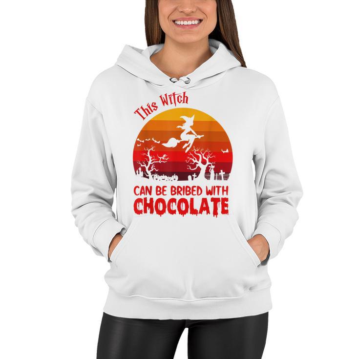 Halloween This Witch Can Be Bribed With Chocolate Retro Women Hoodie