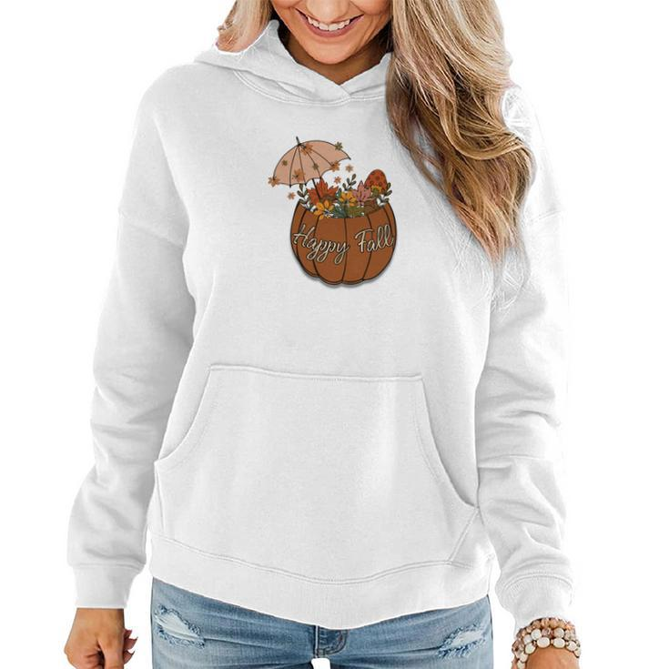 Happy Fall Happy Season Flowers Women Hoodie Graphic Print Hooded Sweatshirt