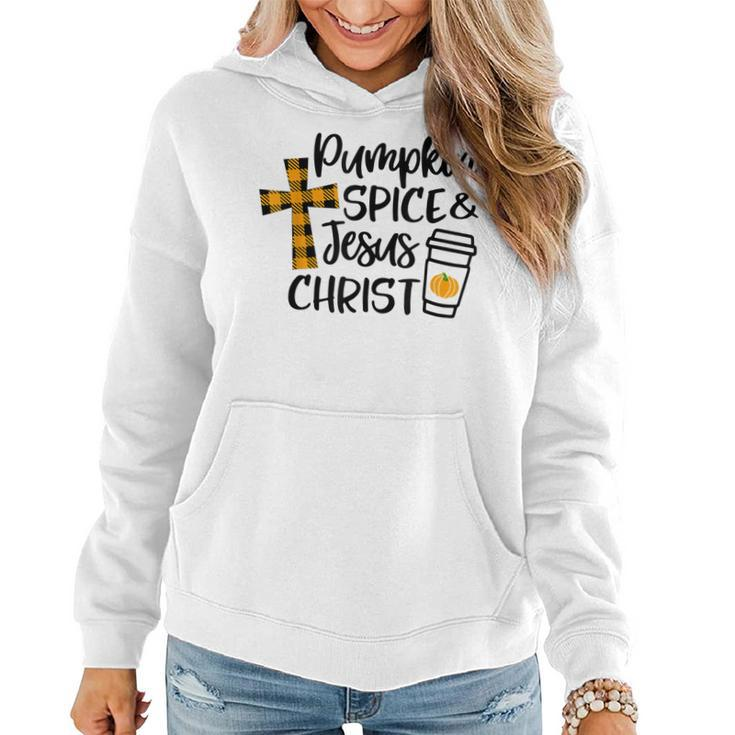 Hello Fall Pumpkin Spice & Jesus Christ Fall Christian Gift  Women Hoodie Graphic Print Hooded Sweatshirt