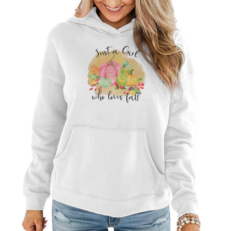 Just A Girl Who Loves Fall Colorful Gift Women Hoodie Graphic Print Hooded Sweatshirt