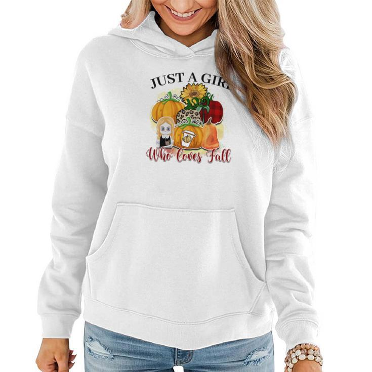 Just A Girl Who Loves Fall Pumpkin Flowers Women Hoodie Graphic Print Hooded Sweatshirt
