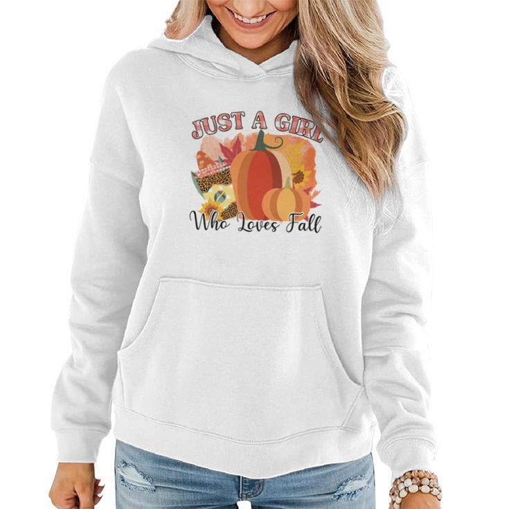 Just A Girl Who Loves Fall Pumpkin Women Hoodie Graphic Print Hooded Sweatshirt