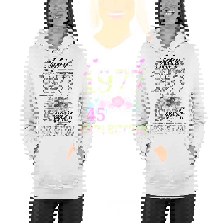 Made In 1977 Floral 45 Year Old 45Th Birthday Gifts Women  Women Hoodie