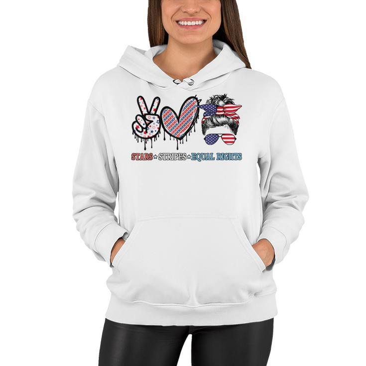 Messy Bun Stars Stripes Equal Rights 4Th July Womens Rights  Women Hoodie