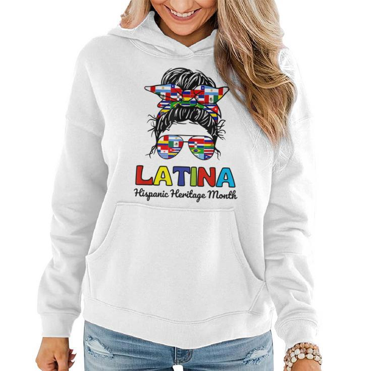 N Girl Women Messy Bun Latina Hispanic Heritage Month  Women Hoodie Graphic Print Hooded Sweatshirt