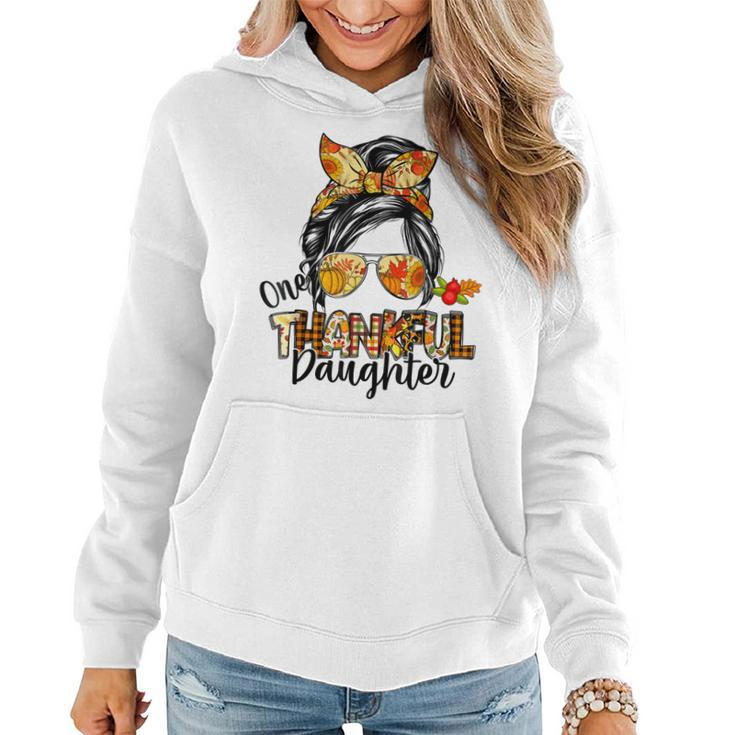 One Thankful Daughter Messy Bun Women Fall Autumn  Women Hoodie Graphic Print Hooded Sweatshirt