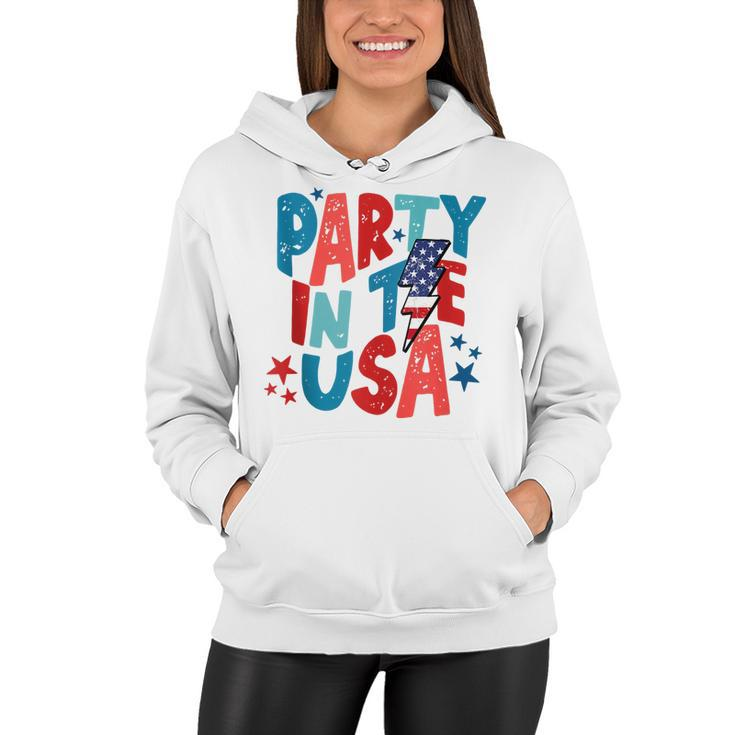 Party In The Usa Funny 4Th Of July American Flag  Women Hoodie