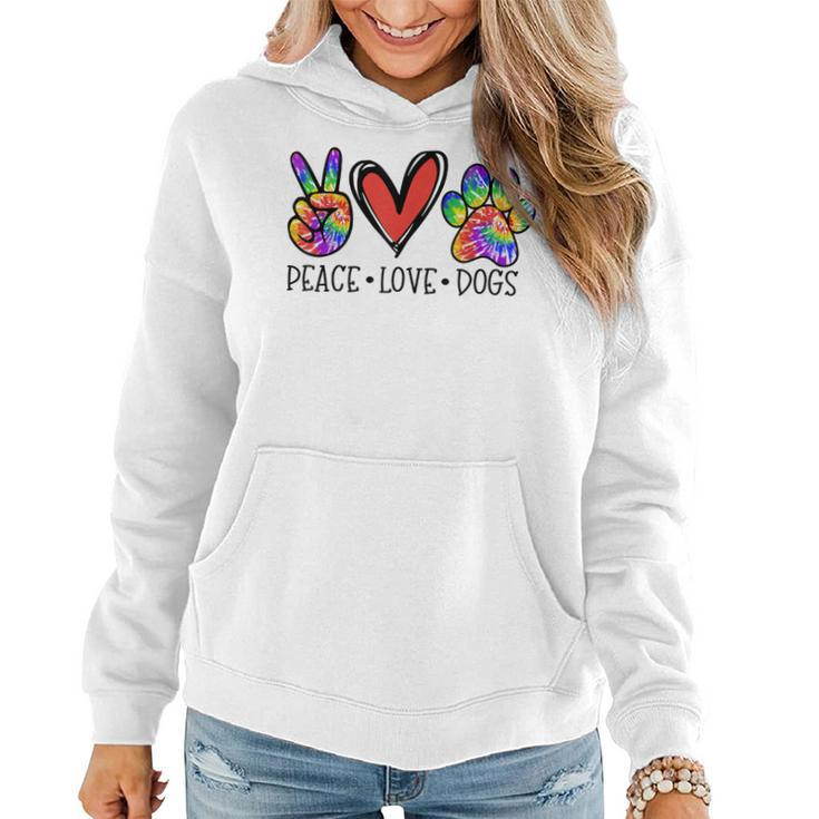 Peace Love Dogs Paws Tie Dye Rainbow Animal Rescue Womens  Women Hoodie Graphic Print Hooded Sweatshirt