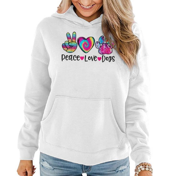 Peace Love Dogs Tie Dye Dog Paw Dog Mom Mothers Day  Women Hoodie Graphic Print Hooded Sweatshirt