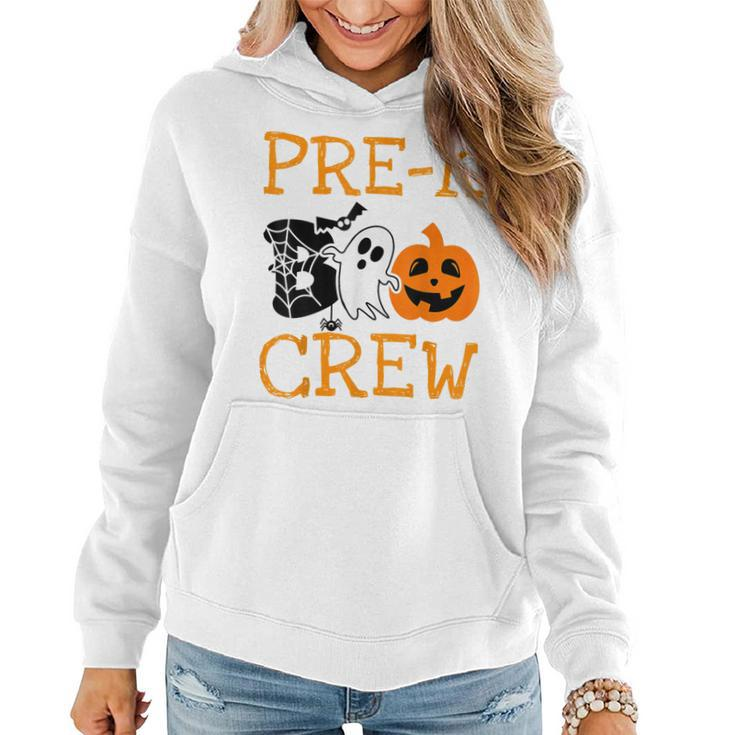 Pre-K Boo Crew Vintage Halloween Costumes For Pre-K Teachers  Women Hoodie Graphic Print Hooded Sweatshirt