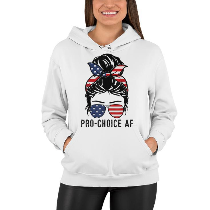 Pro Choice Af Messy Bun Us Flag Reproductive Rights Tank  Women Hoodie