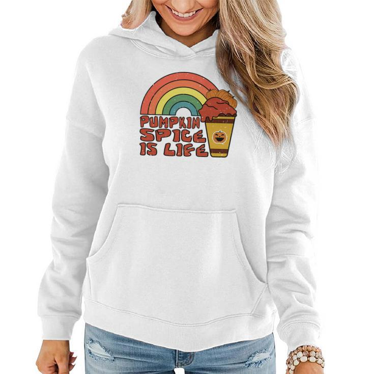 Pumpkin Spice Is Life Fall Rainbow Women Hoodie Graphic Print Hooded Sweatshirt