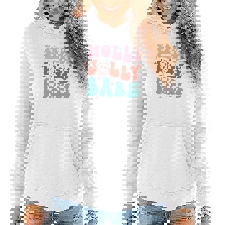 Retro Christmas Holly Jolly Babe V2 Women Hoodie Graphic Print Hooded Sweatshirt