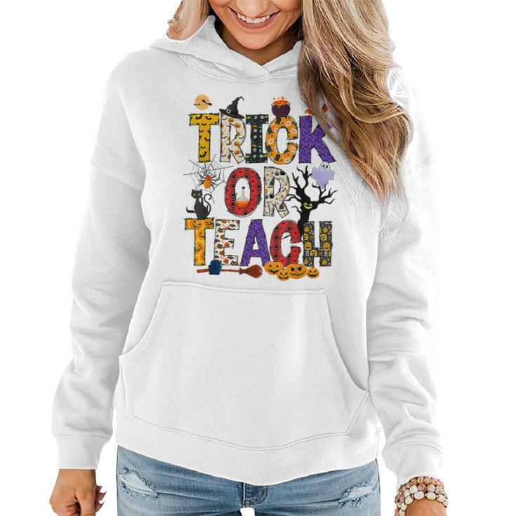 Retro Trick Or Teach Teacher Halloween Costume Men Women  V3 Women Hoodie Graphic Print Hooded Sweatshirt
