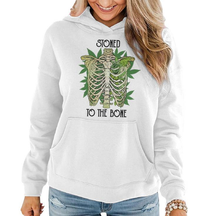 Skeleton And Plants Stoned To The Bone Women Hoodie Graphic Print Hooded Sweatshirt