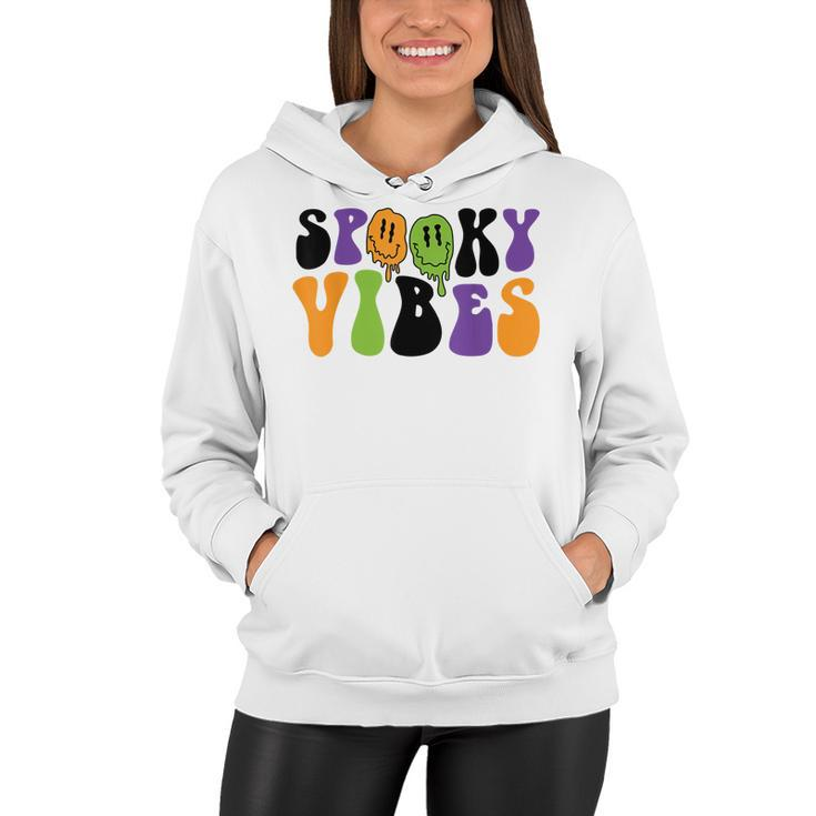 Spooky Vibes Dripping Smile Face Funny Halloween Night Party  Women Hoodie