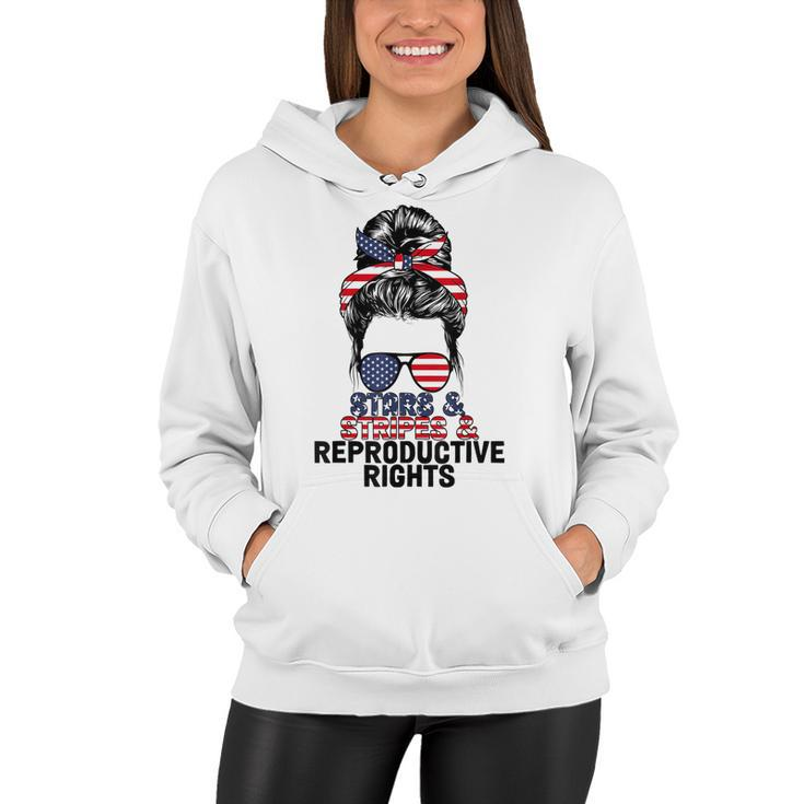 Stars Stripes Reproductive Rights Messy Bun 4Th Of July  V4 Women Hoodie