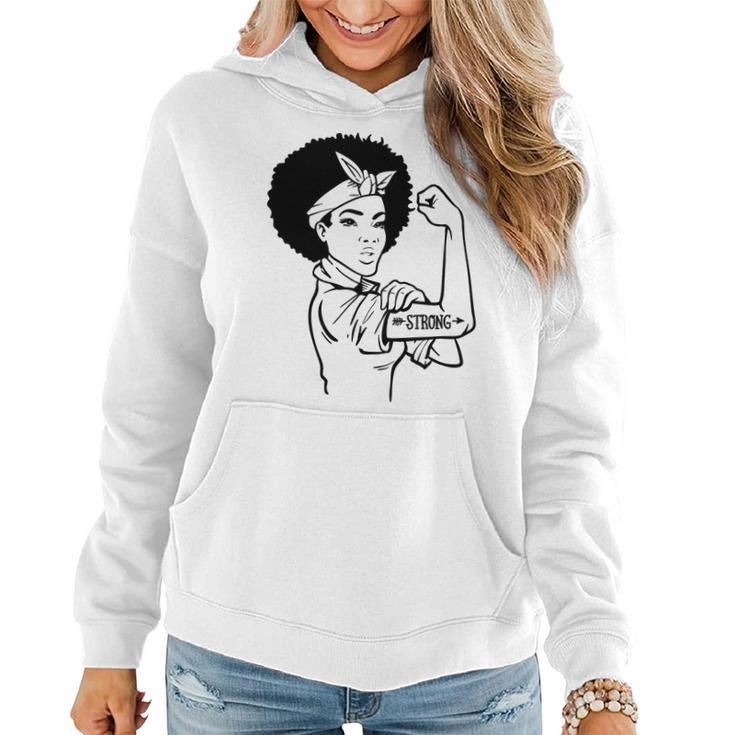 Strong Woman Rosie - Strong - Afro Woman Black Design Women Hoodie Graphic Print Hooded Sweatshirt
