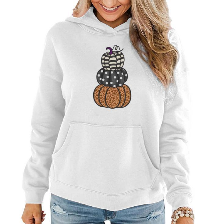 Three Pumpkins Fall Season Love Women Hoodie Graphic Print Hooded Sweatshirt
