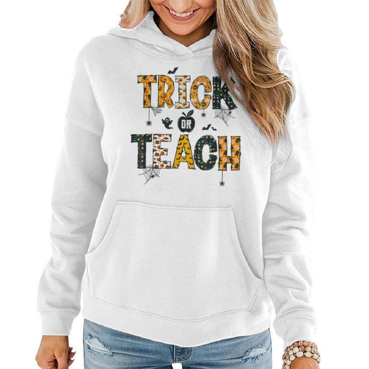 Trick Or Teach Funny Halloween Costume Cute Teacher Life  Women Hoodie Graphic Print Hooded Sweatshirt