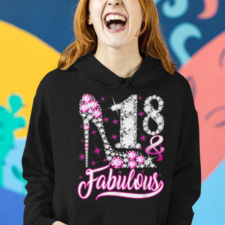 18 Years Old Gifts 18 & Fabulous 18Th Birthday Pink Diamond Women Hoodie Graphic Print Hooded Sweatshirt Gifts for Her