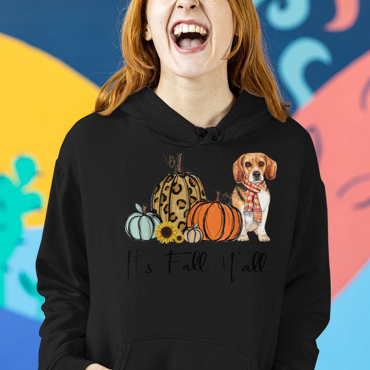 Its Fall Yall Yellow Beagle Dog Leopard Pumpkin Falling  Women Hoodie