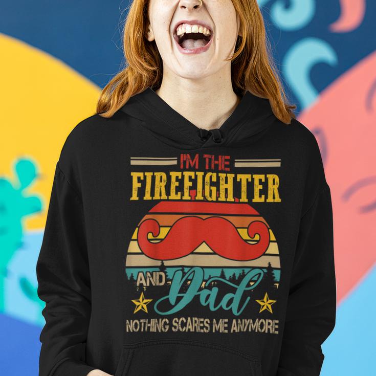 Firefighter Vintage Retro Im The Firefighter And Dad Funny Dad Mustache Women Hoodie
