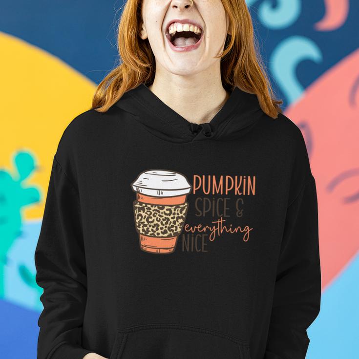 Coffee Pumpkin Spice And Everything Nice Fall Things Women Hoodie Graphic Print Hooded Sweatshirt