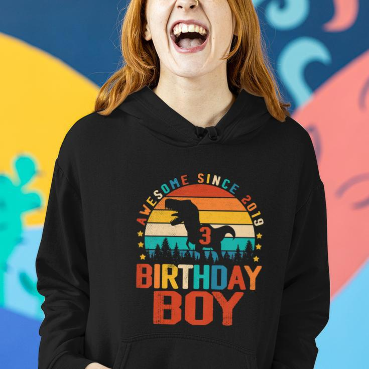 3Rd Birthday Funny Dinosaur 3 Year Old Women Hoodie Gifts for Her