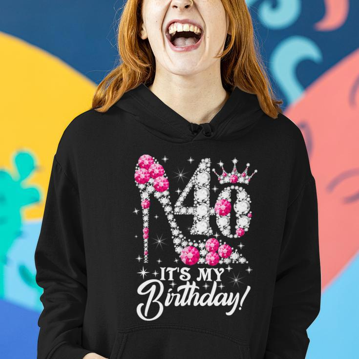 40 Years Old Its My 40Th Cool Gift Birthday Funny Pink Diamond Shoes Gift Women Hoodie Gifts for Her