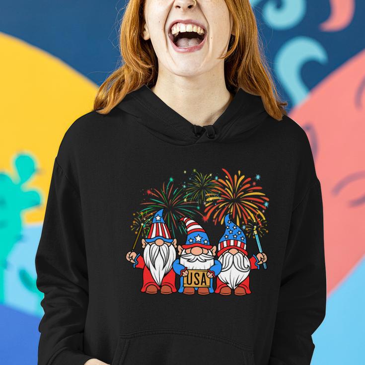 4Th Of July Funny Patriotic Gnomes Usa Pride American Flag Women Hoodie Gifts for Her