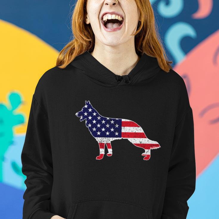 4Th Of July German Shepherd Dog Graphic Patriotic Usa Flag Meaningful Gift Women Hoodie Gifts for Her