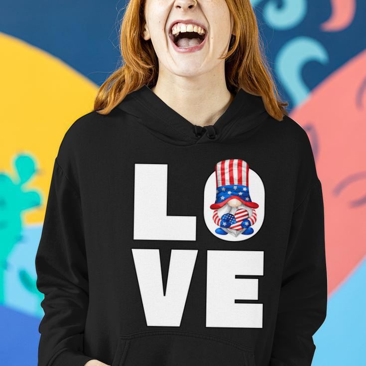 4Th Of July Gnome For Women Patriotic American Flag Heart Gift Women Hoodie Gifts for Her