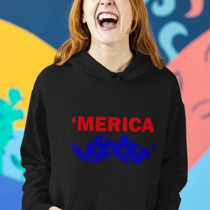 4Th Of July Merica Bearded American Flag Women Hoodie Gifts for Her