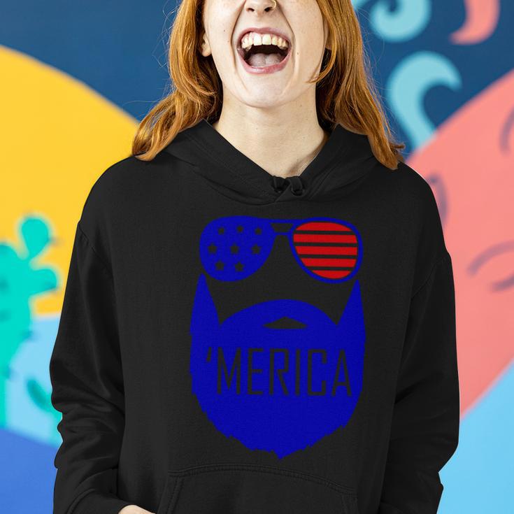 4Th Of July Merica Bearded Glasses Proud American Women Hoodie Gifts for Her