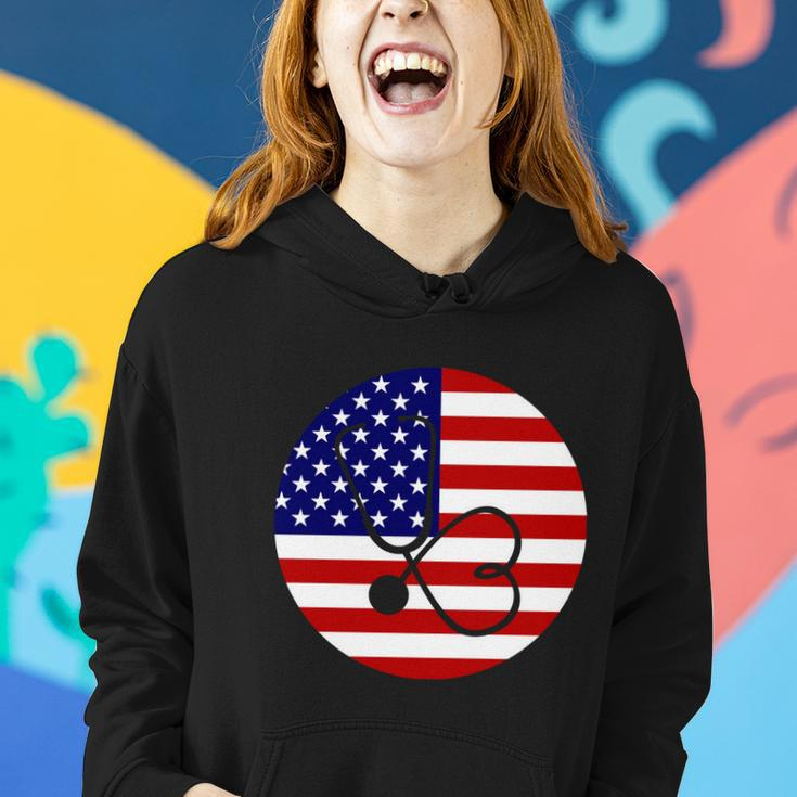 4Th Of July Nurse Independence Day Design Gift American Flag Gift Women Hoodie Gifts for Her