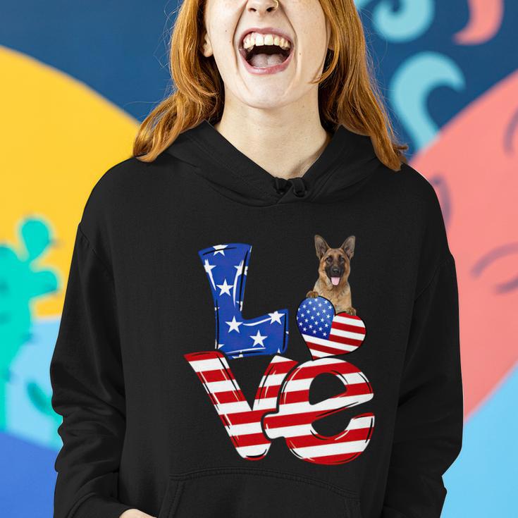 4Th Of July Patriotic Love German Shepherd American Flag Gift Women Hoodie Gifts for Her