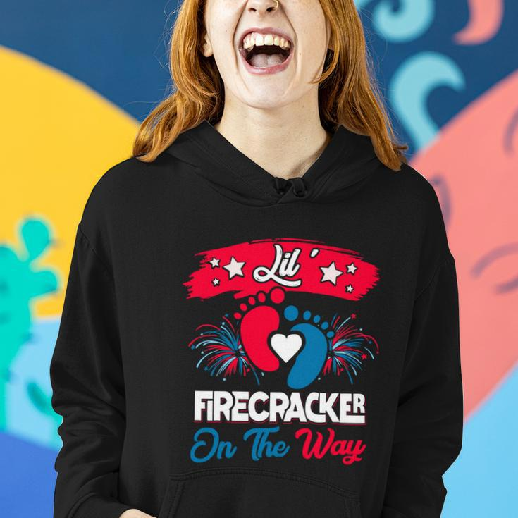 4Th Of July Pregnancy Patriotic Lil Firecracker On The Way Gift Women Hoodie Gifts for Her