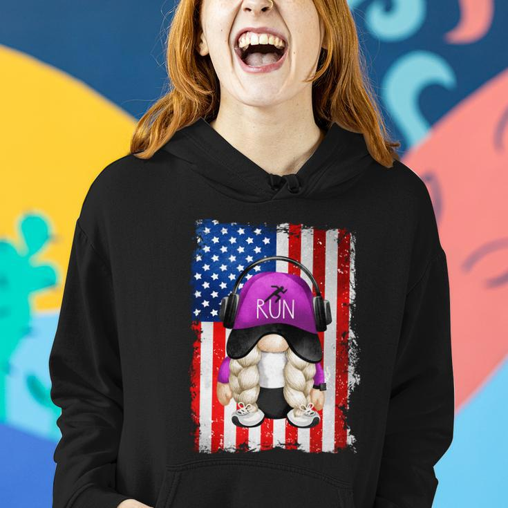 4Th Of July Running Gnome For Women Patriotic American Flag Gift Women Hoodie Gifts for Her