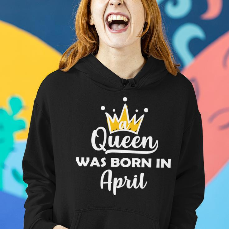 A Queen Was Born In April Birthday Graphic Design Printed Casual Daily Basic Women Hoodie Gifts for Her