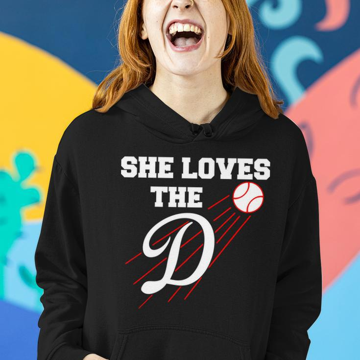 Baseball She Loves The D Los Angeles V2 Women Hoodie Gifts for Her