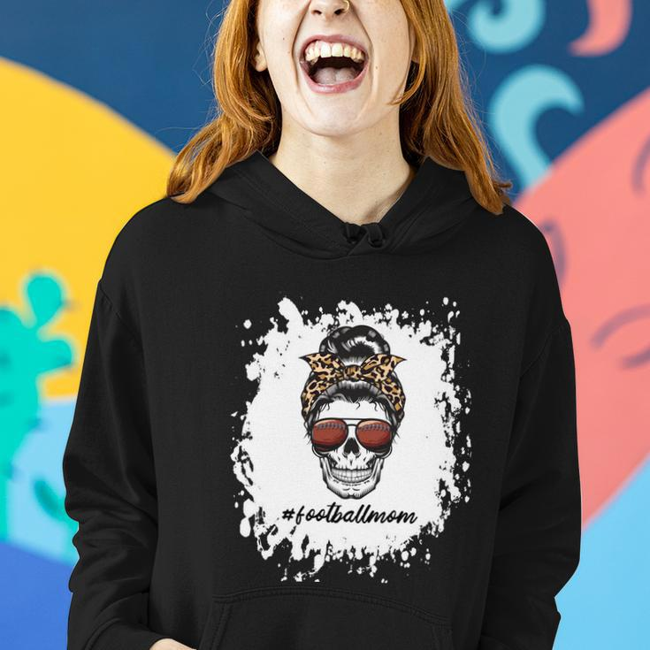 Bleached Football Mom Life With Leopard And Messy Bun Player Great Gift Women Hoodie Gifts for Her