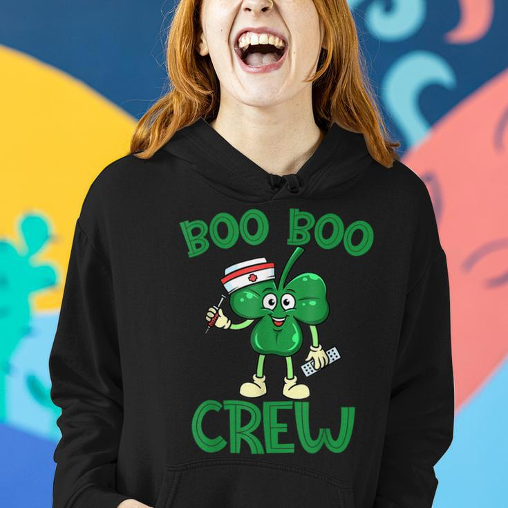 Boo Boo Crew Nurse St Patricks Day Lucky Shamrock Nurse Women Hoodie Graphic Print Hooded Sweatshirt Gifts for Her