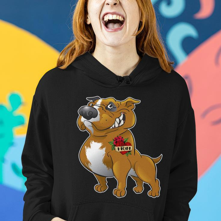 Brown Pitbull I Love Mom Women Hoodie Gifts for Her