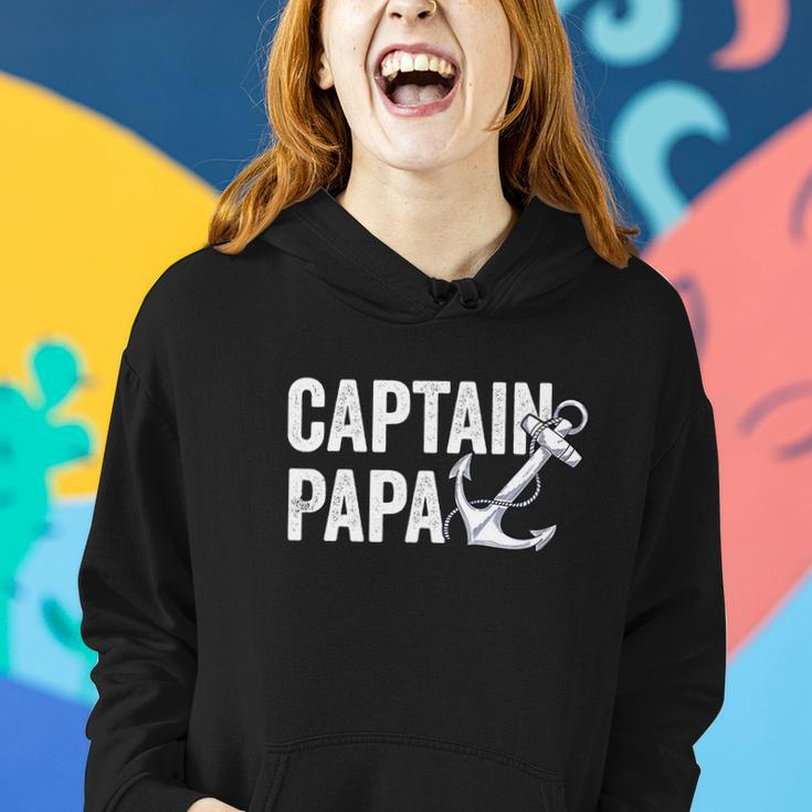 Captain Papa Pontoon Lake Sailor Fuuny Fishing Boating Women Hoodie Gifts for Her