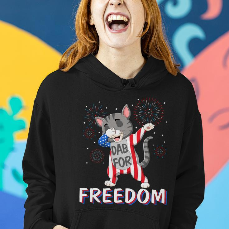 Cat Dabbing Fireworks Freedom 4Th Of July Cat Women Hoodie Gifts for Her